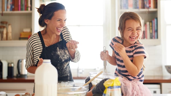 mother and daughter baking