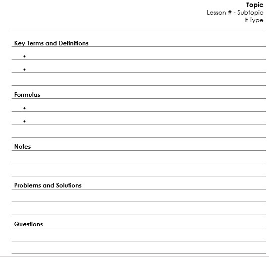 Math Notes Template