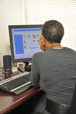 Girl organizing her computer